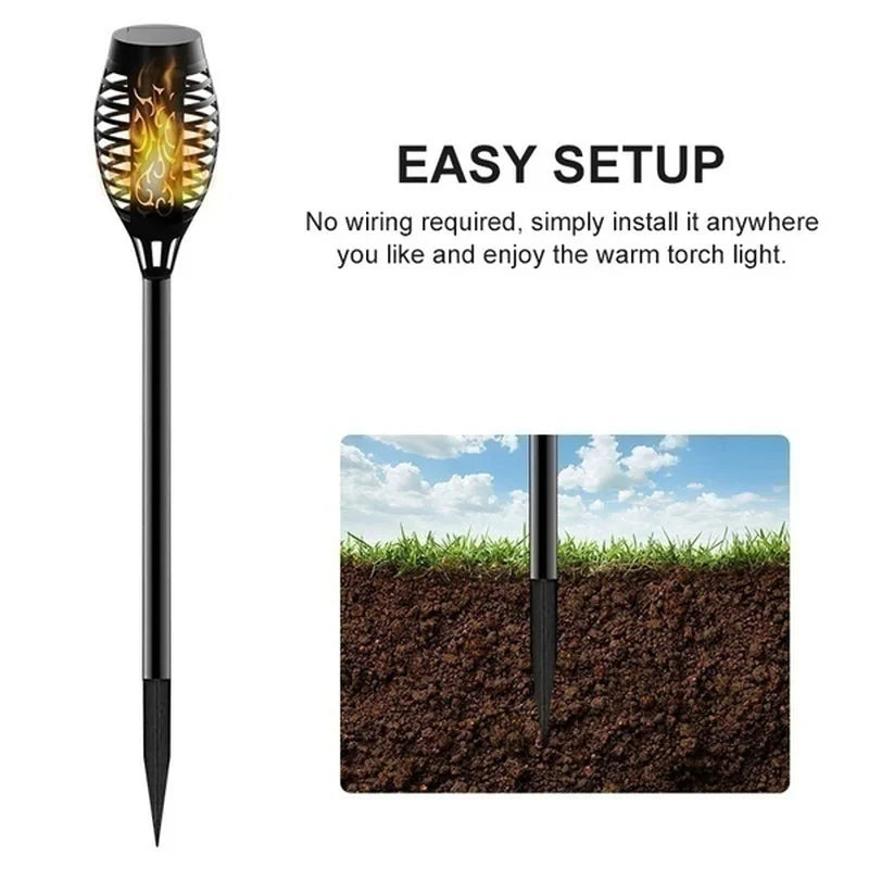 12LED Solar Flame Torch Light – Waterproof Flickering Outdoor Garden Lamp (1-12PCS)